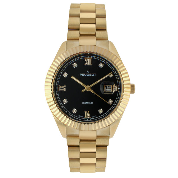 Men's Fluted bezel 'Iced out' Dress Watch - Peugeot Watches