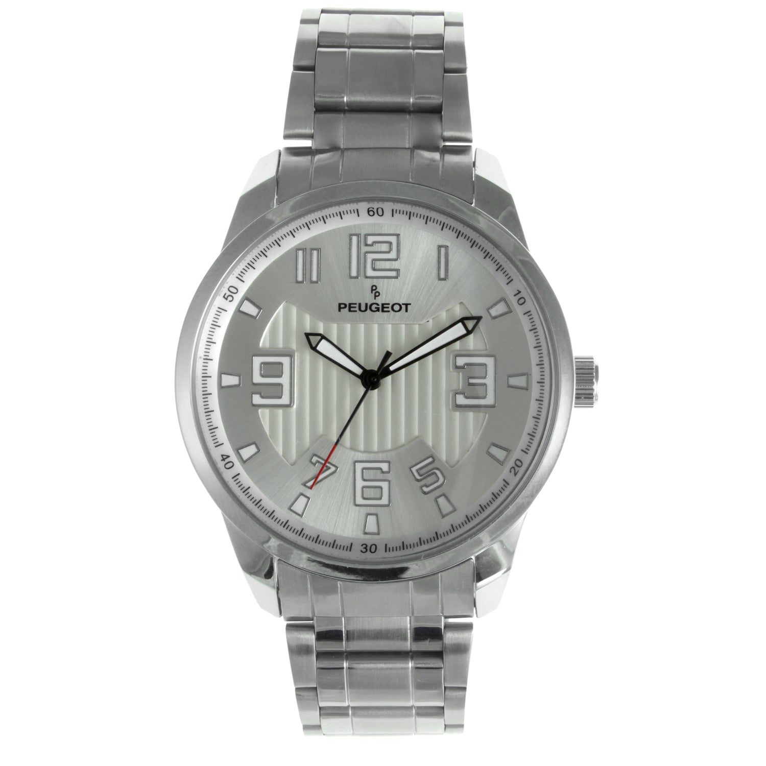 Mens 44mm Silver Dial with Stainless Steel Bracelet