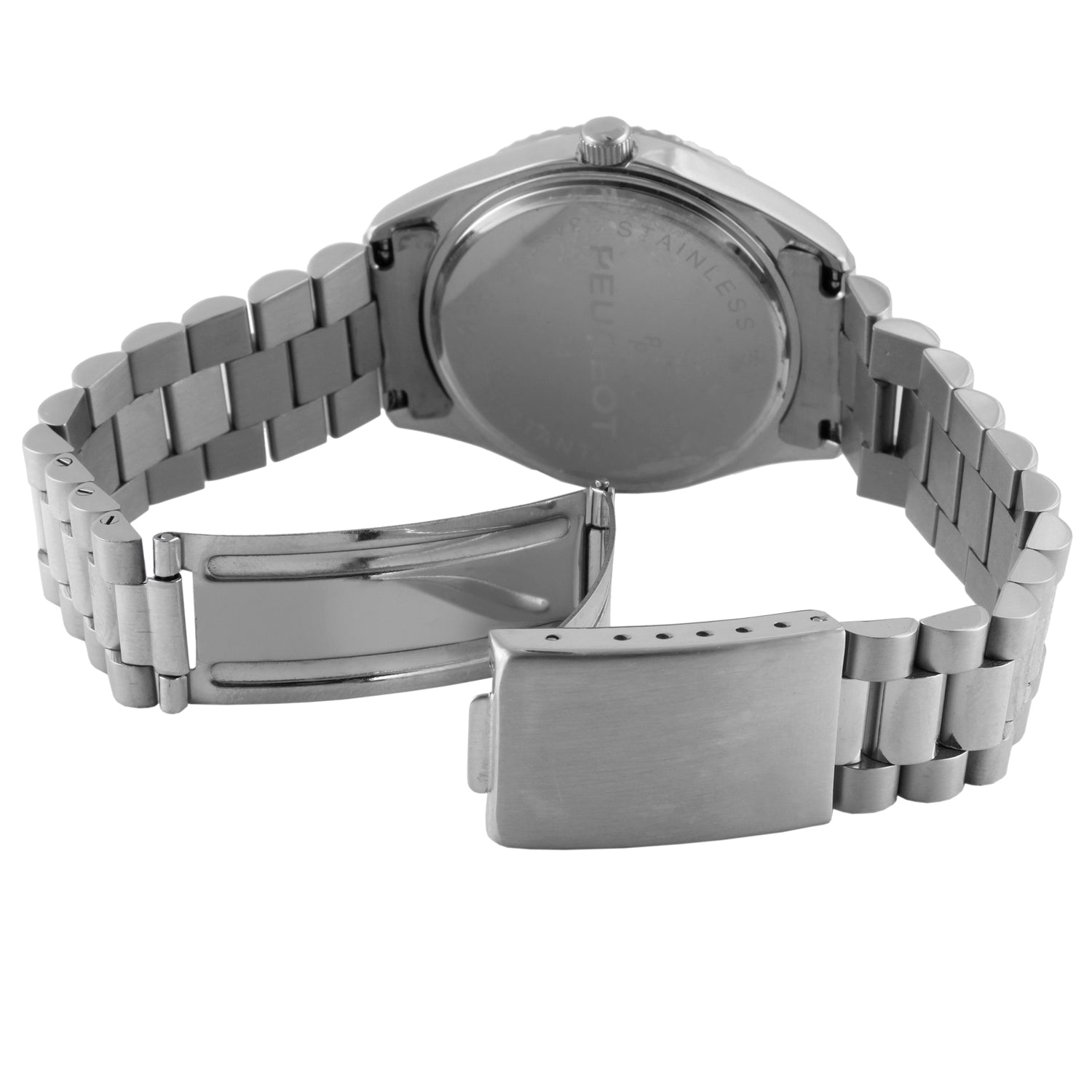 Women's 40mm Silver Boyfriend Bracelet Watch with Blue Dial & Crystal Bezel