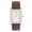 Men's 30X40mm Silver Tank Shape Watch with Textured Dial Brown Leather Strap