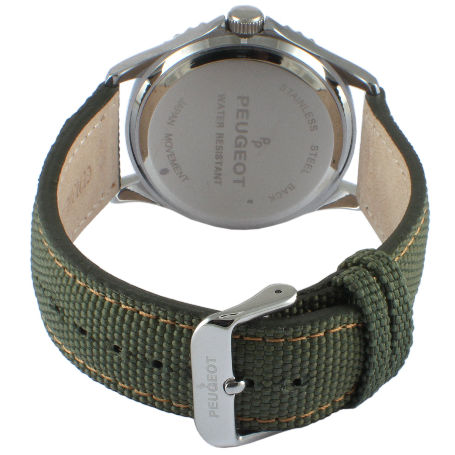 Men's 42mm Sport Bezel Watch with Khaki Green Dial and Canvas Strap