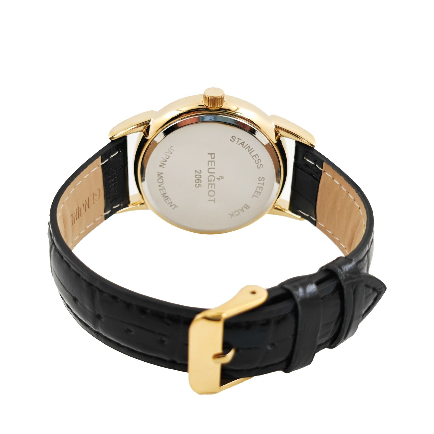 Men’s Vintage 38mm Round Gold Plated Watch with Black Leather Band