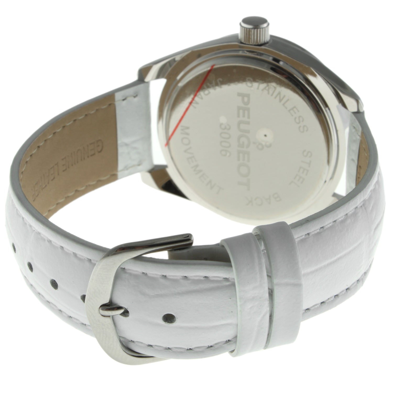 Women's White Watch 40mm Bold Crystal Bezel Leather Strap