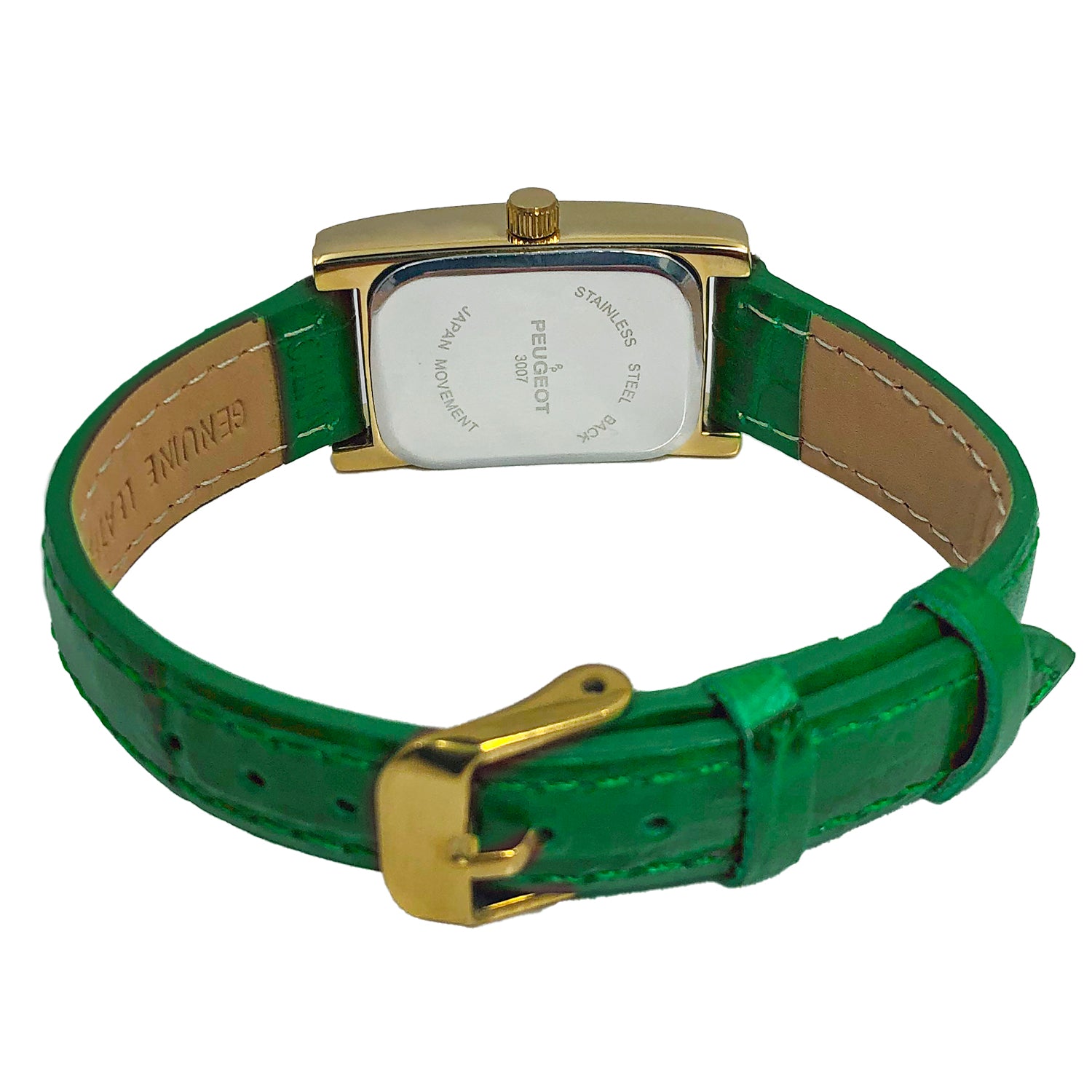 Women's Contour Tank Shape Case Green Watch with Roman Numerals