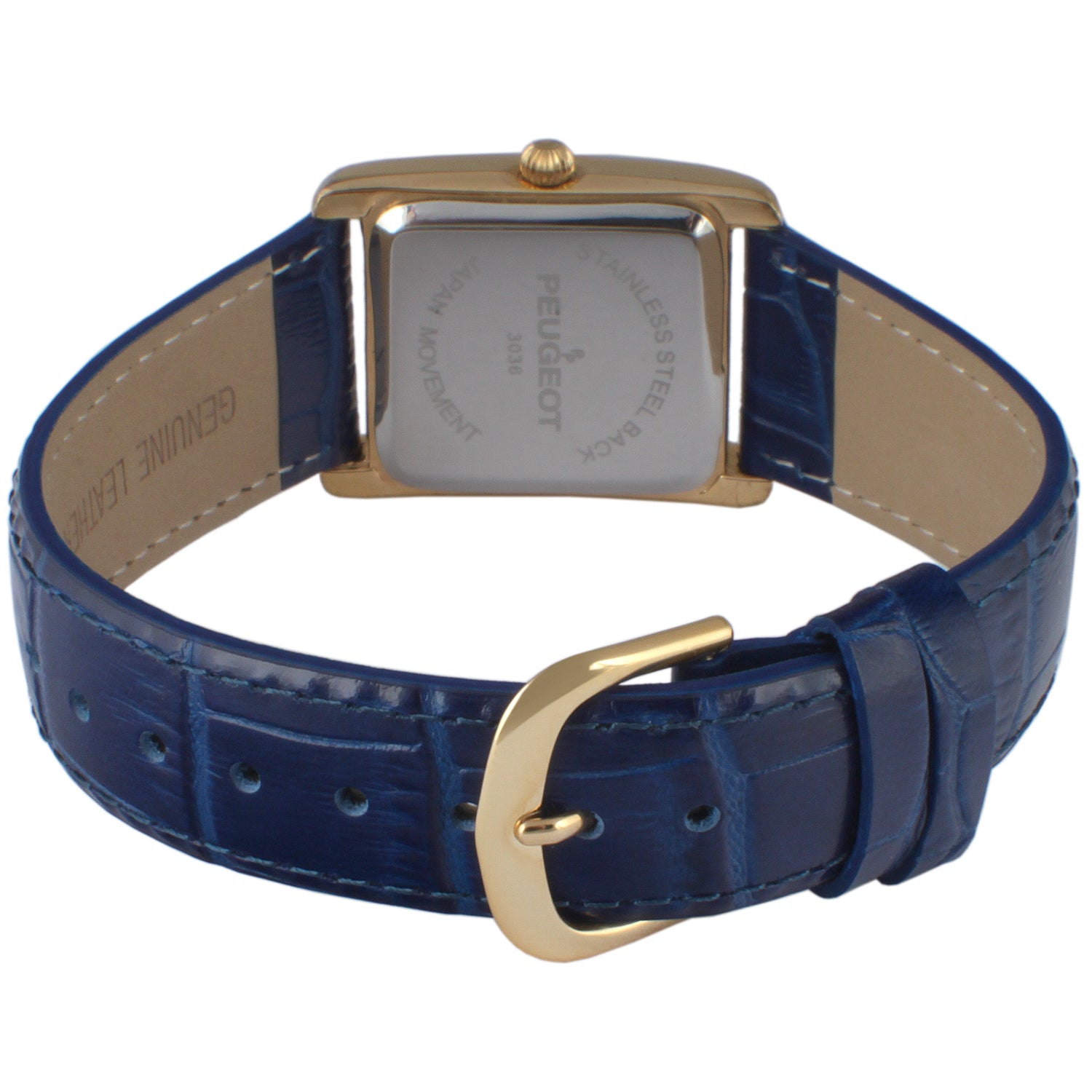 Women's Tank Watch Roman Dial Blue Leather Strap