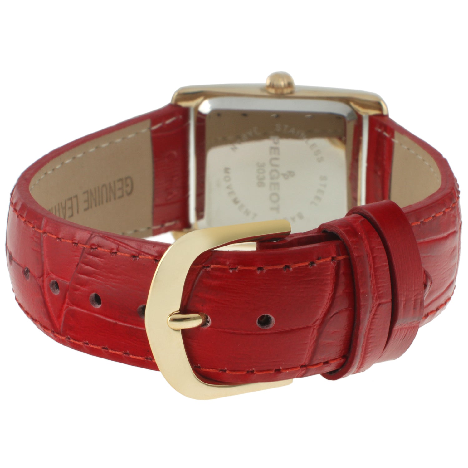 Women's Tank Watch Roman Dial Red Leather Strap