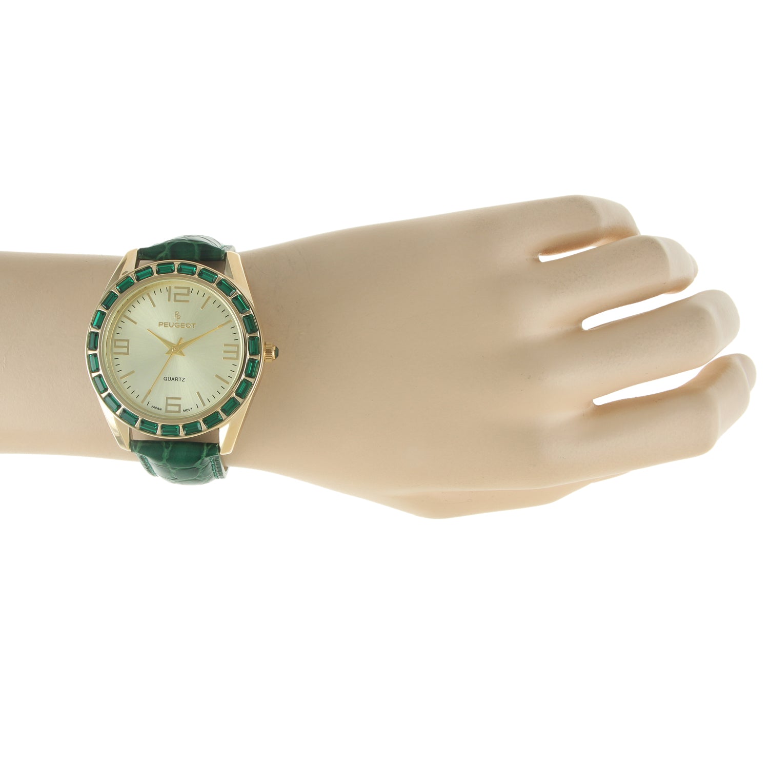 Women's 40mm Green Boyfriend Watch with Baguette Crystals