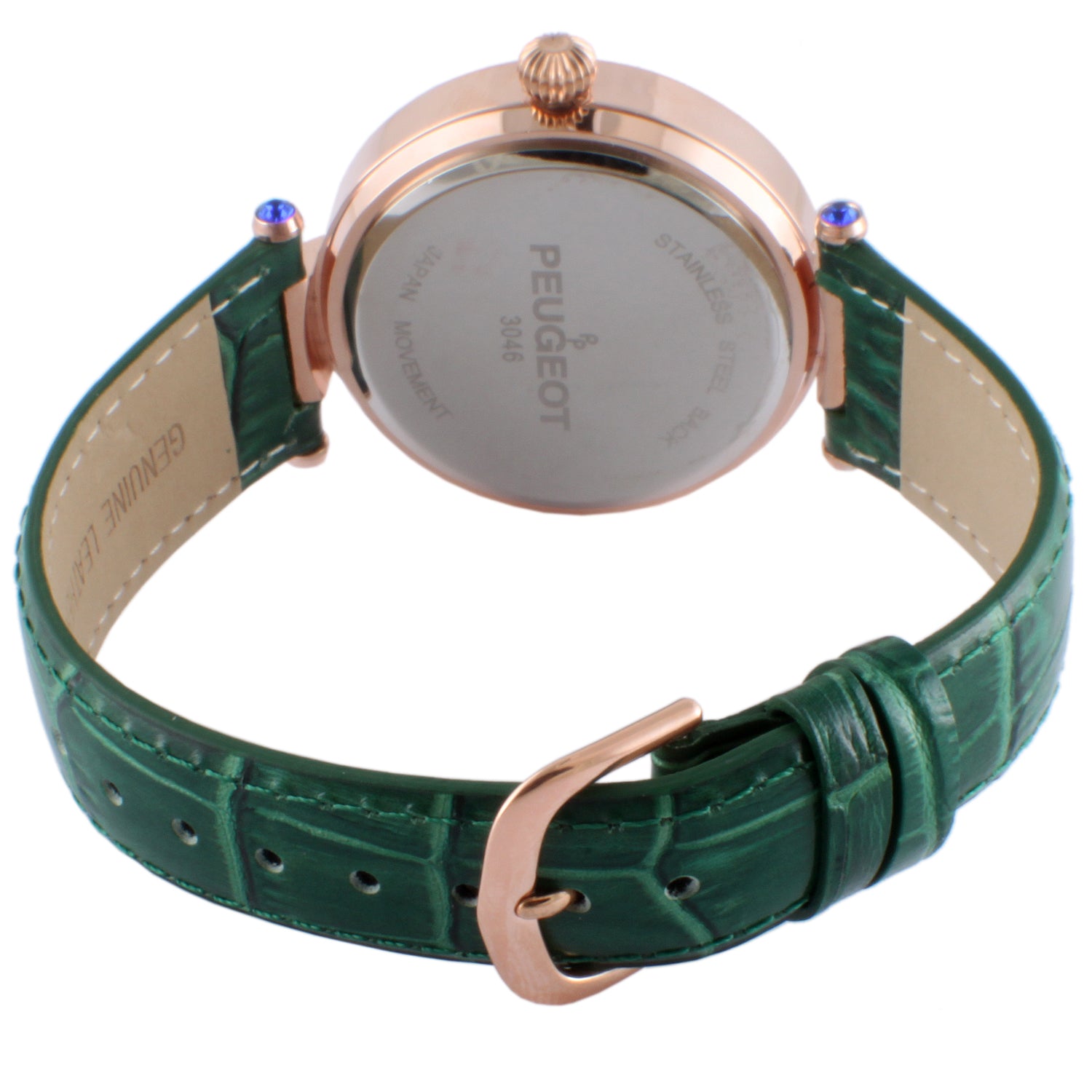 Women's 38mm Green Watch Crystal Bezel Leather Strap