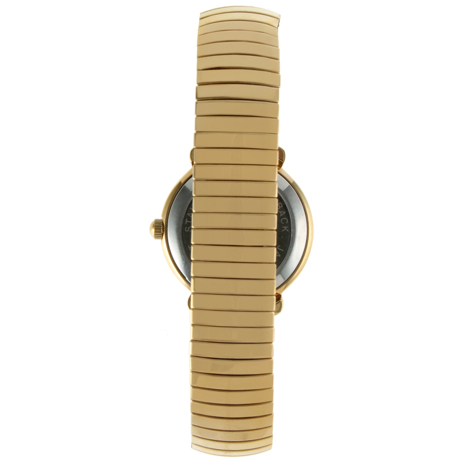 Womens Round 25mm 14K Gold-Plated Expansion Bracelet Watch