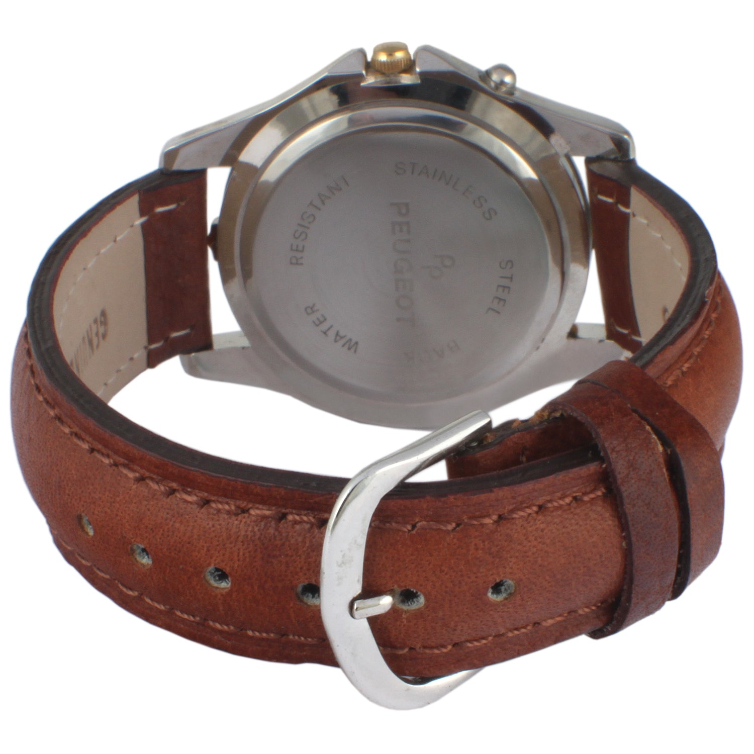 Womens Round 35mm Glow In The Dark Watch with Brown Leather Band