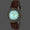 Womens Round 35mm Glow In The Dark Watch with Brown Leather Band