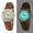 Womens Round 26mm Glow In The Dark Watch with Brown Leather Band