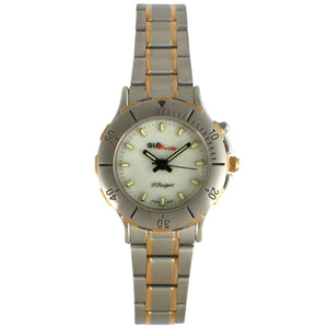 Womens Two-Tone Round 25mm Glow In The Dark Bracelet Watch