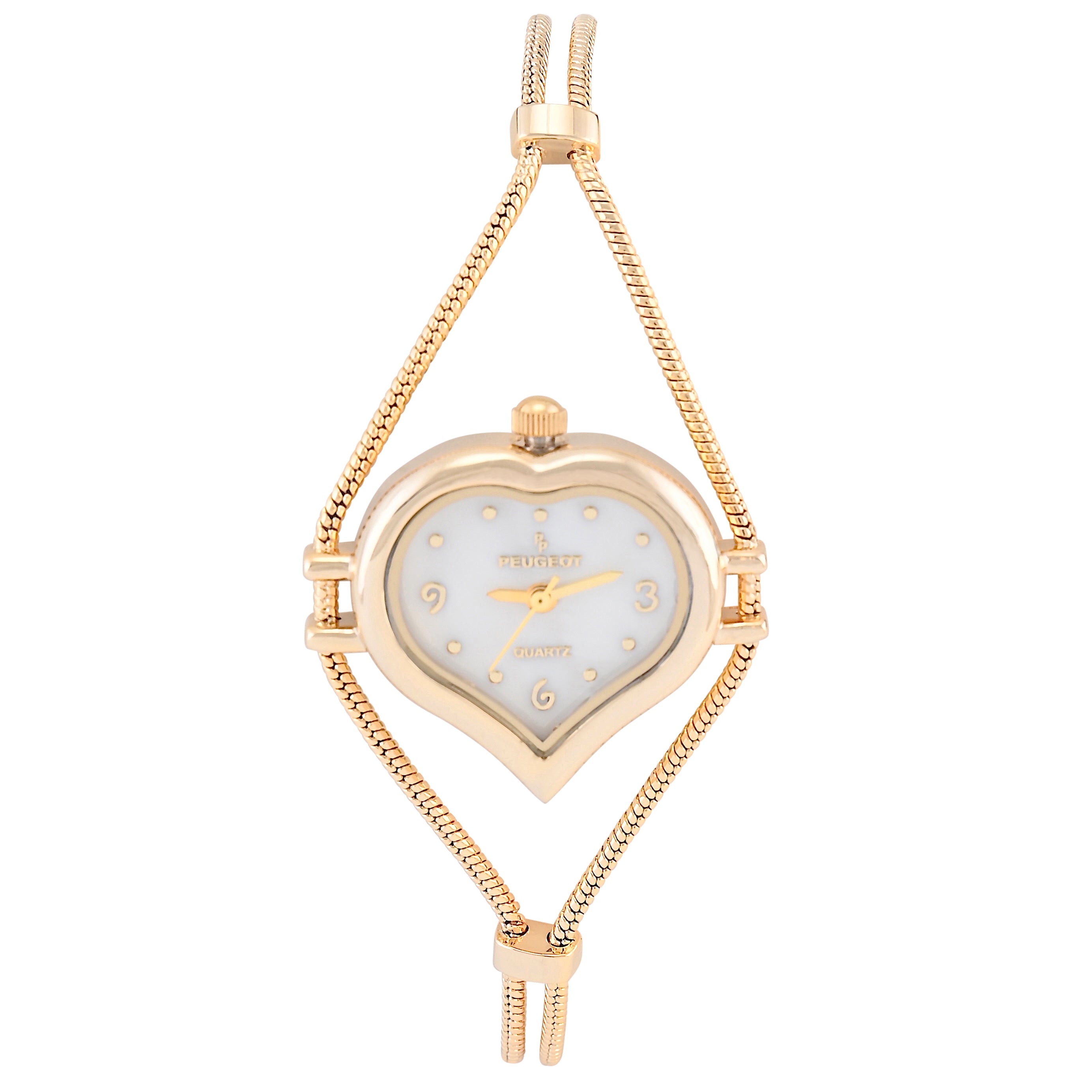 Womens Gold-Tone Heart Shape Wire Watch with Mother of Pearl dial