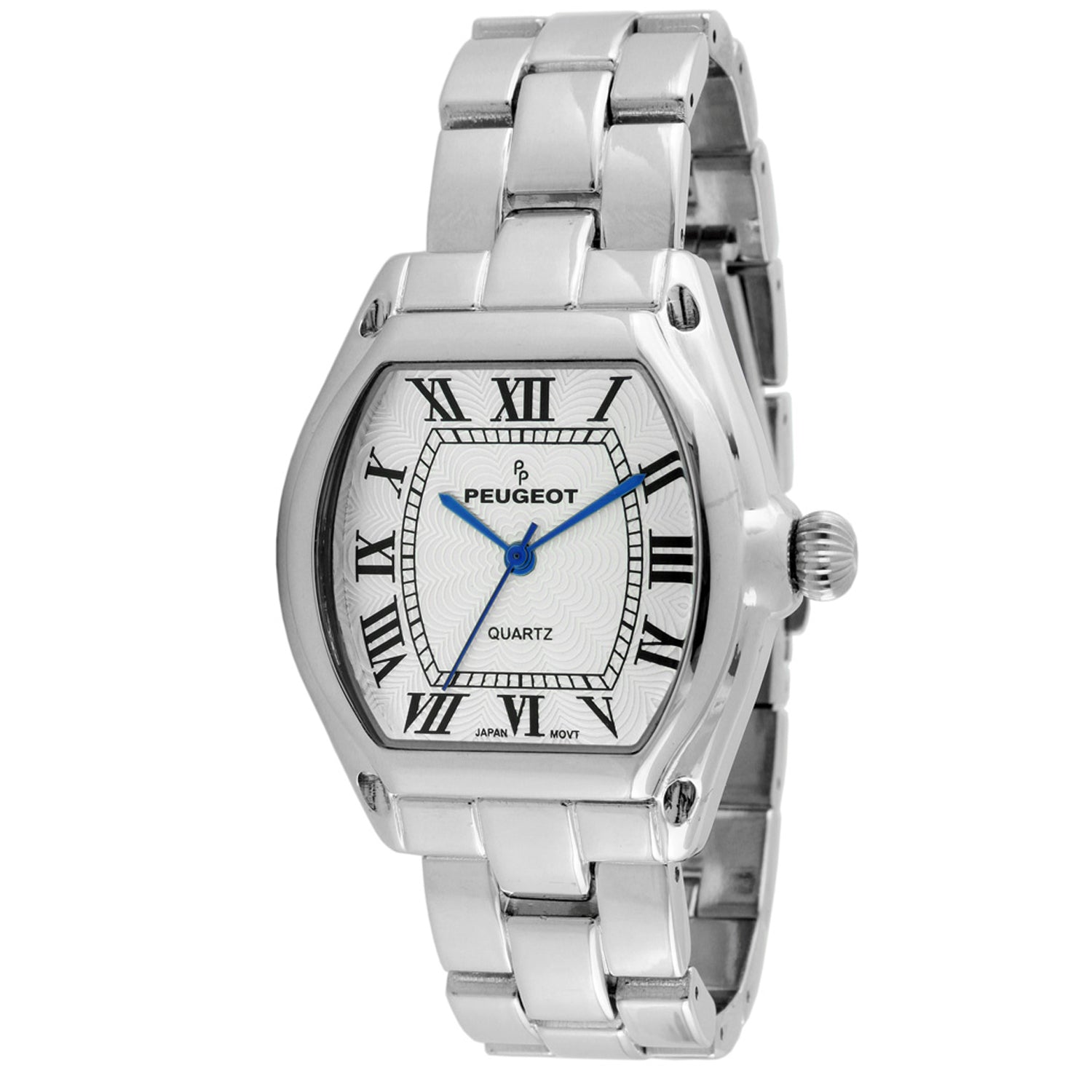 Women's Silver Status Bracelet Watch 36x33mm Barrel Shape Roman Dial