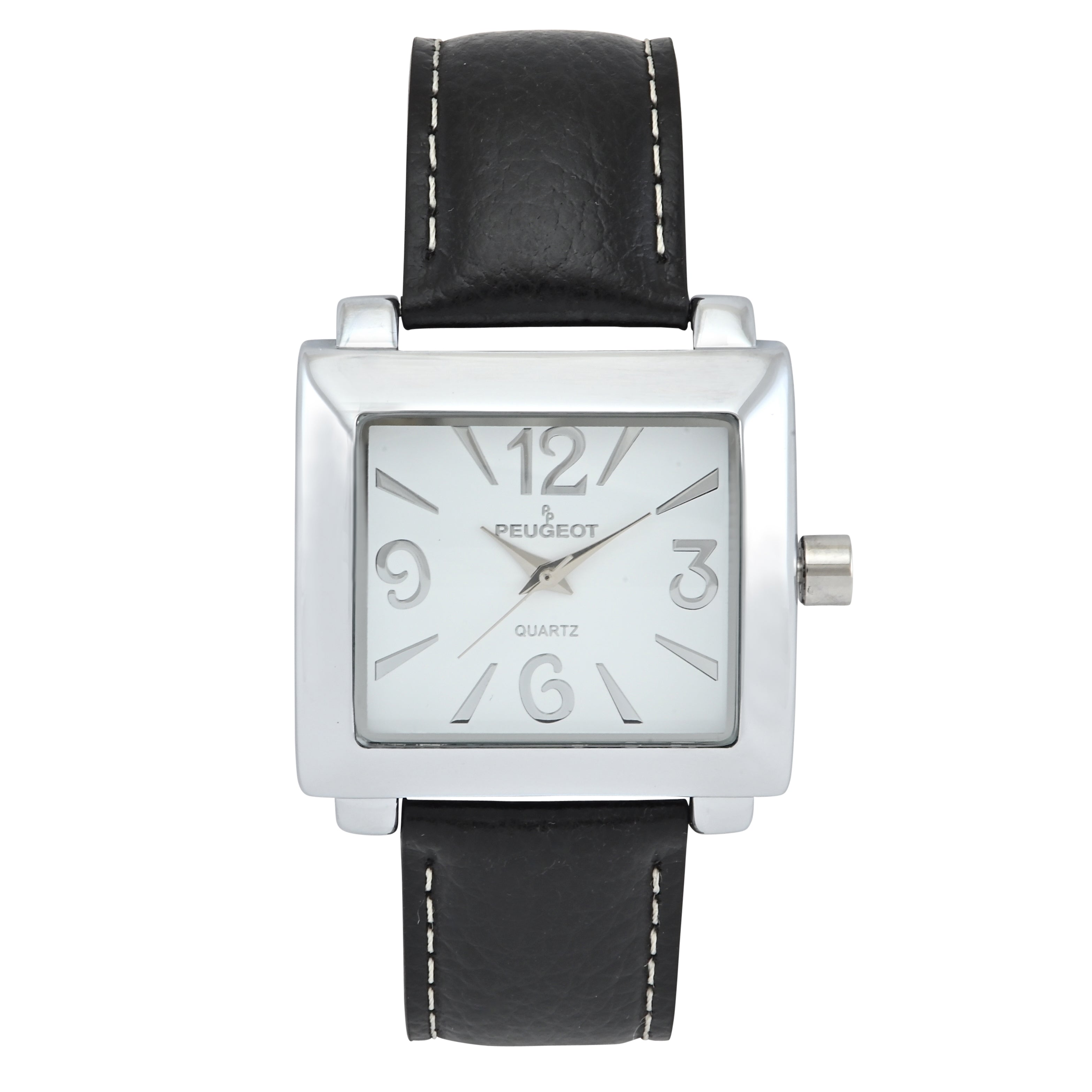 Women's Square 35x40mm Easy Read Big Face Watch with Leather Band