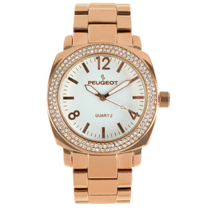 Women's 40mm Rose Gold Boyfriend Bracelet Watch with Crystal Bezel