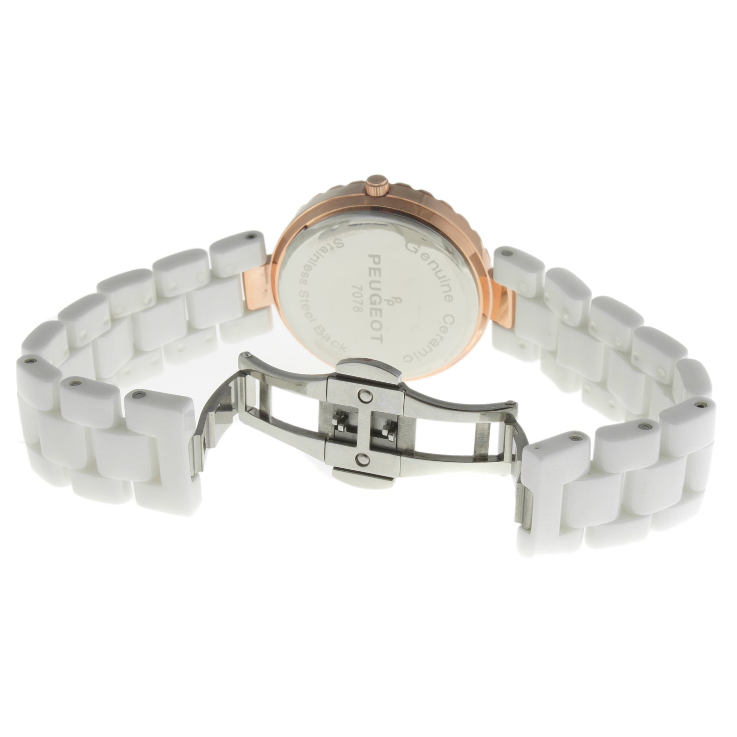 Women's White Ceramic Watch 34mm Crystal Bezel