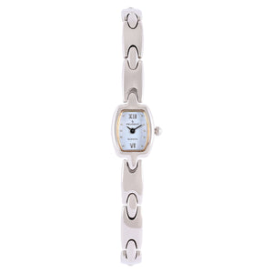 Women's Silver-Tone Mini Watch with Link Bracelet and Baby Blue Dial