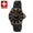 Women's 40mm Round Swiss Black Ceramic Watch - Rose-Gold Crystal Bezel