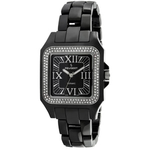 Womens Swiss Genuine Ceramic Square Watch and Crystal Bezel