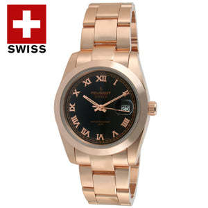 Women's Rose Gold Swiss 35mm Round Bracelet Watch