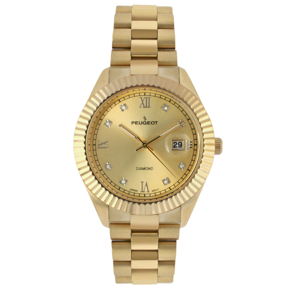 Gold Dial Watch for Men | Genuine Diamond | Save up to 40% - Peugeot ...