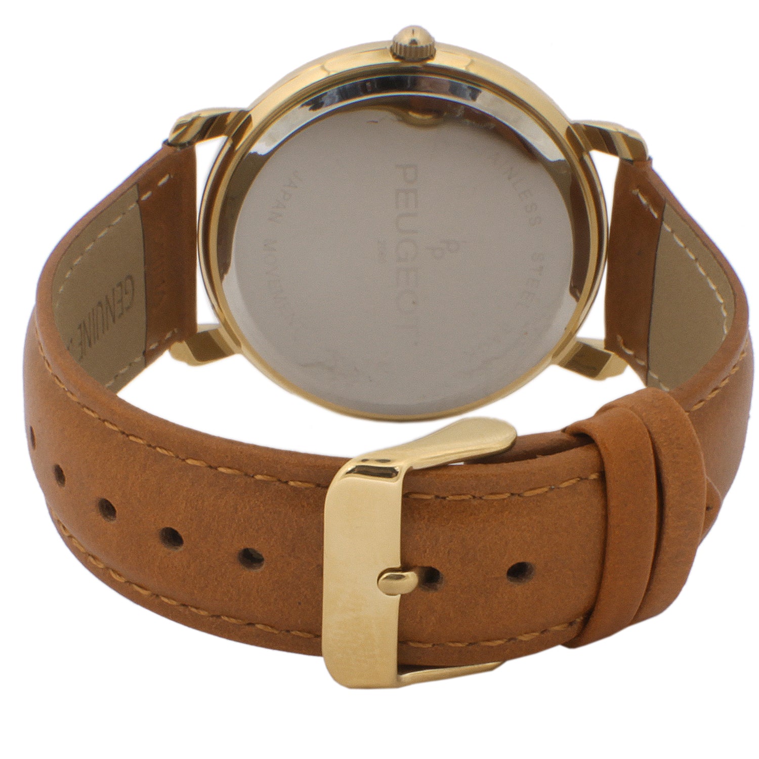 Men 38mm Gold Retro Design Calf Skin Leather Strap watch