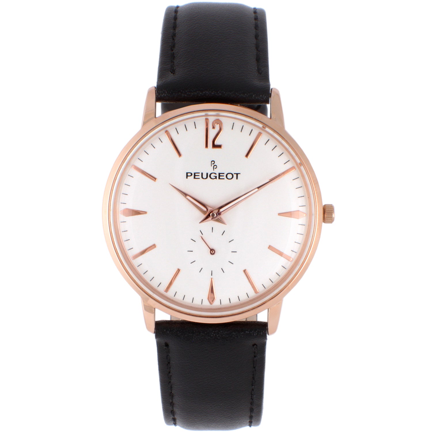 Men's 40mm Rose Gold Vintage Remote Sweep Leather Strap Watch