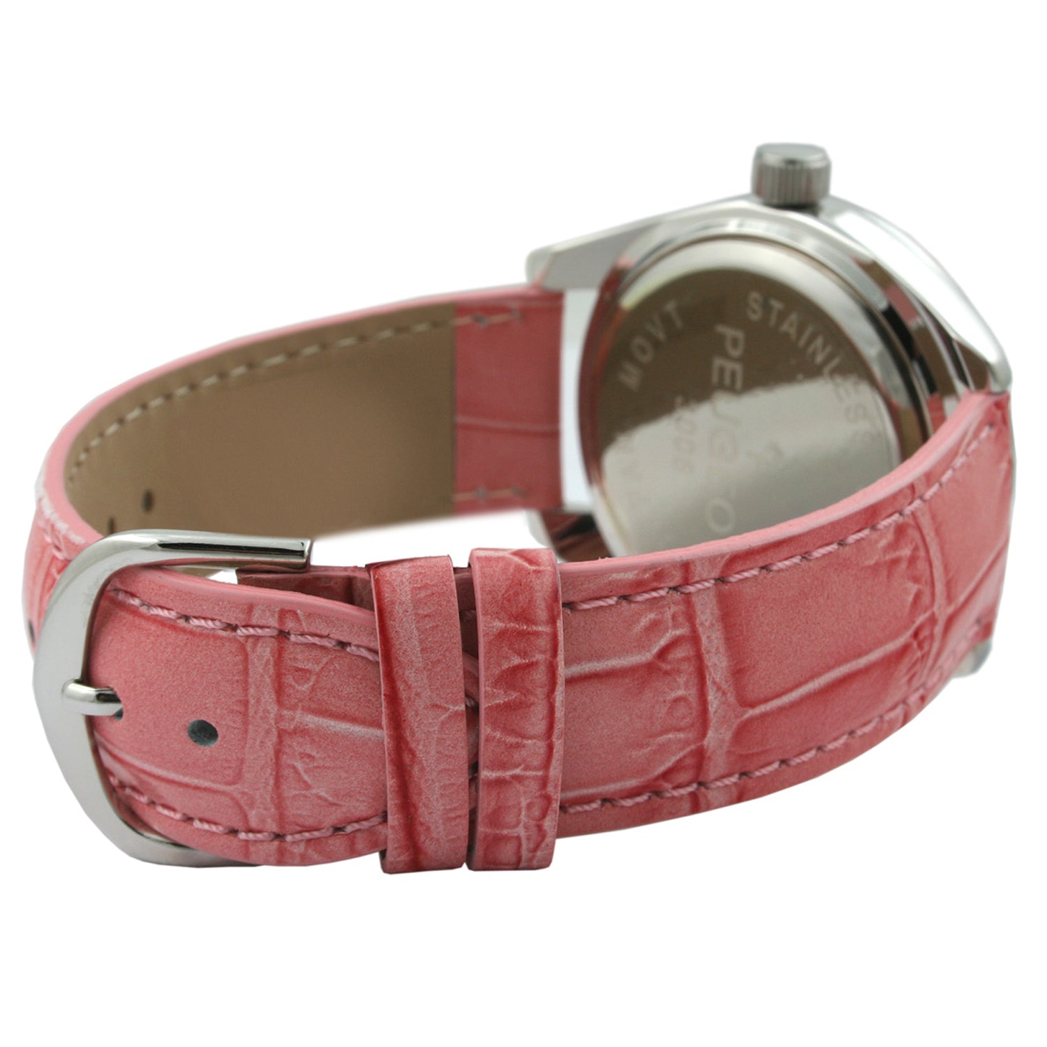 Women's Pink Watch 40mm Bold Crystal Bezel Leather Strap