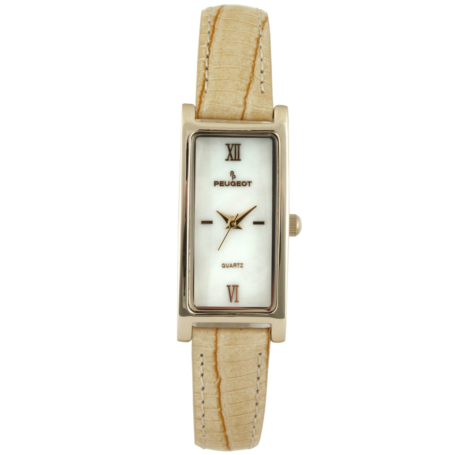 Women 36x18mm Watch Glossy Tan Leather Strap