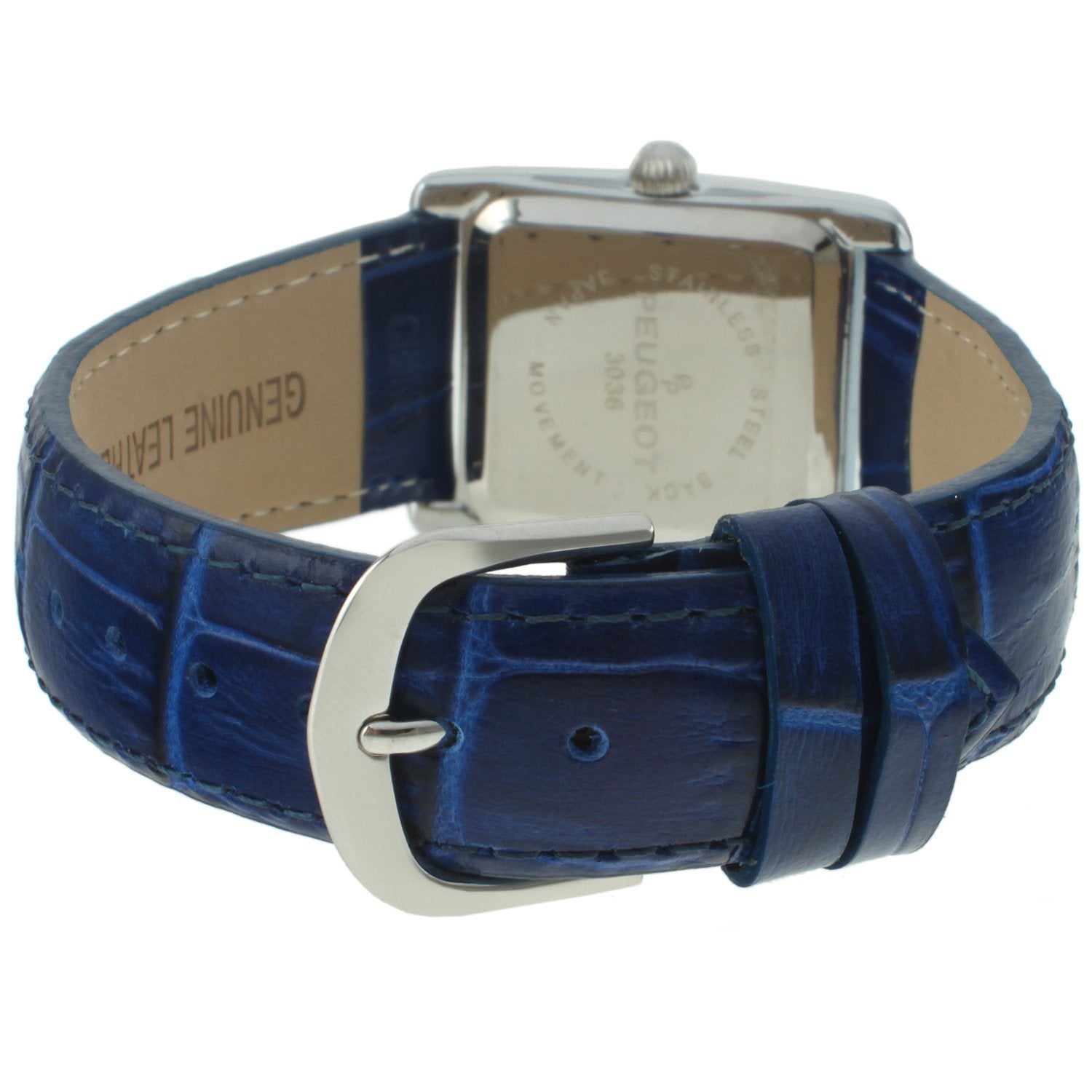 Women's Tank Watch Roman Dial Blue Leather Strap