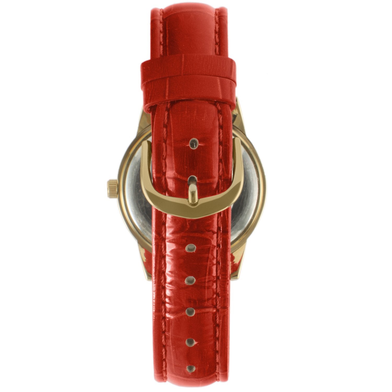 Women's Red Watch 34mm Crystal Bezel Leather Strap