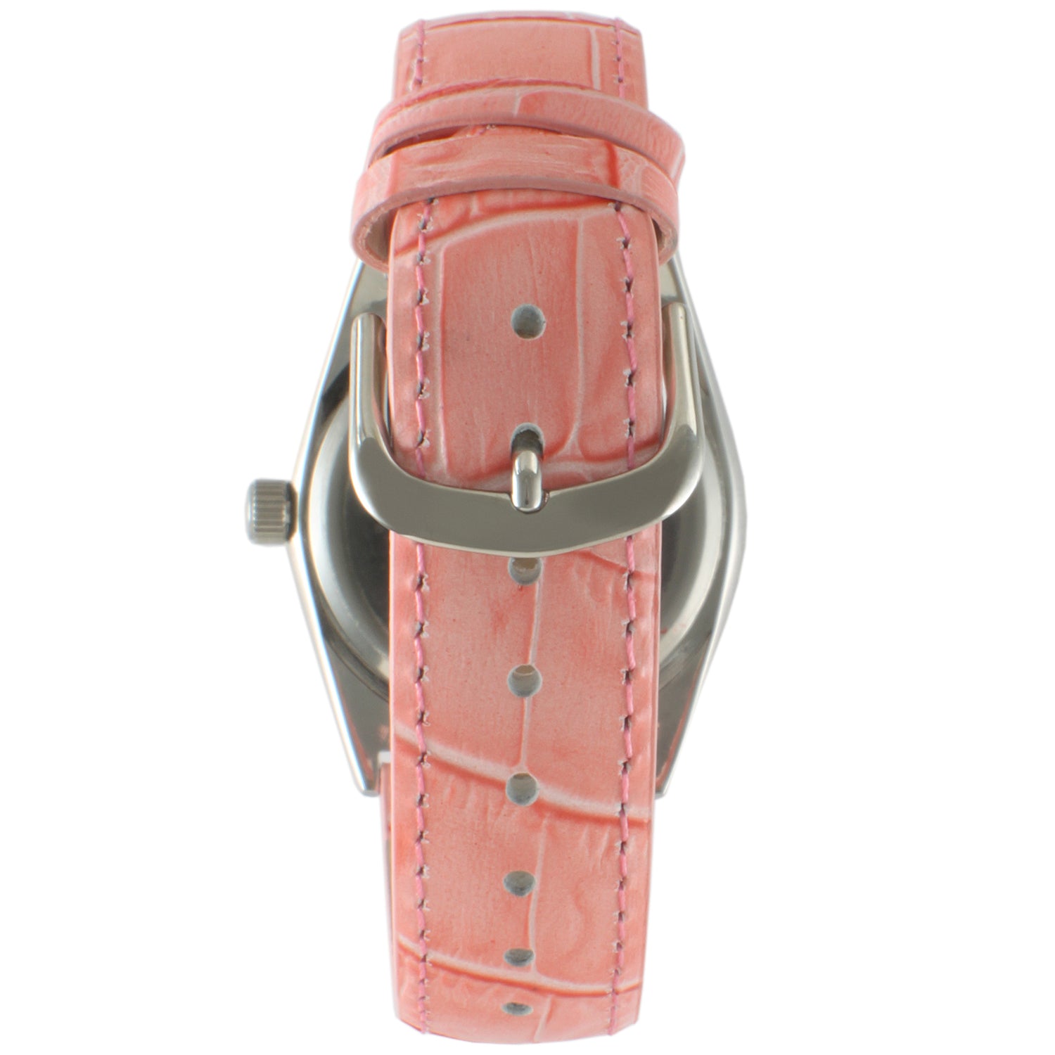 Women's Pink 36mm Fluted Bezel Watch with Leather Strap