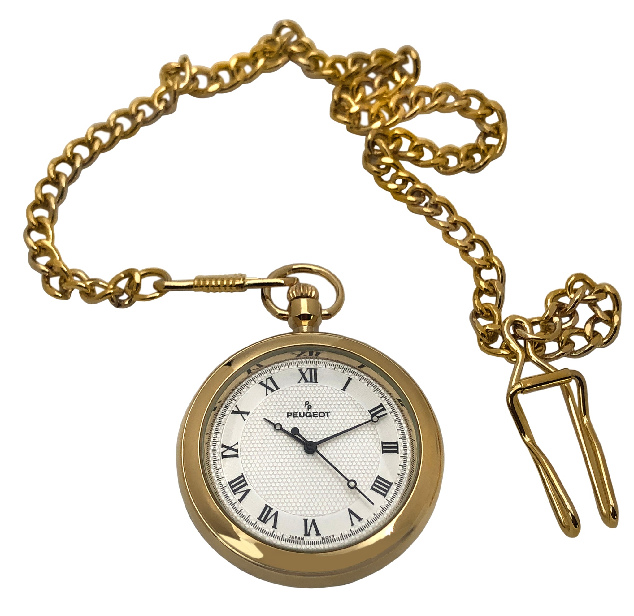 golden pocket watch with chain