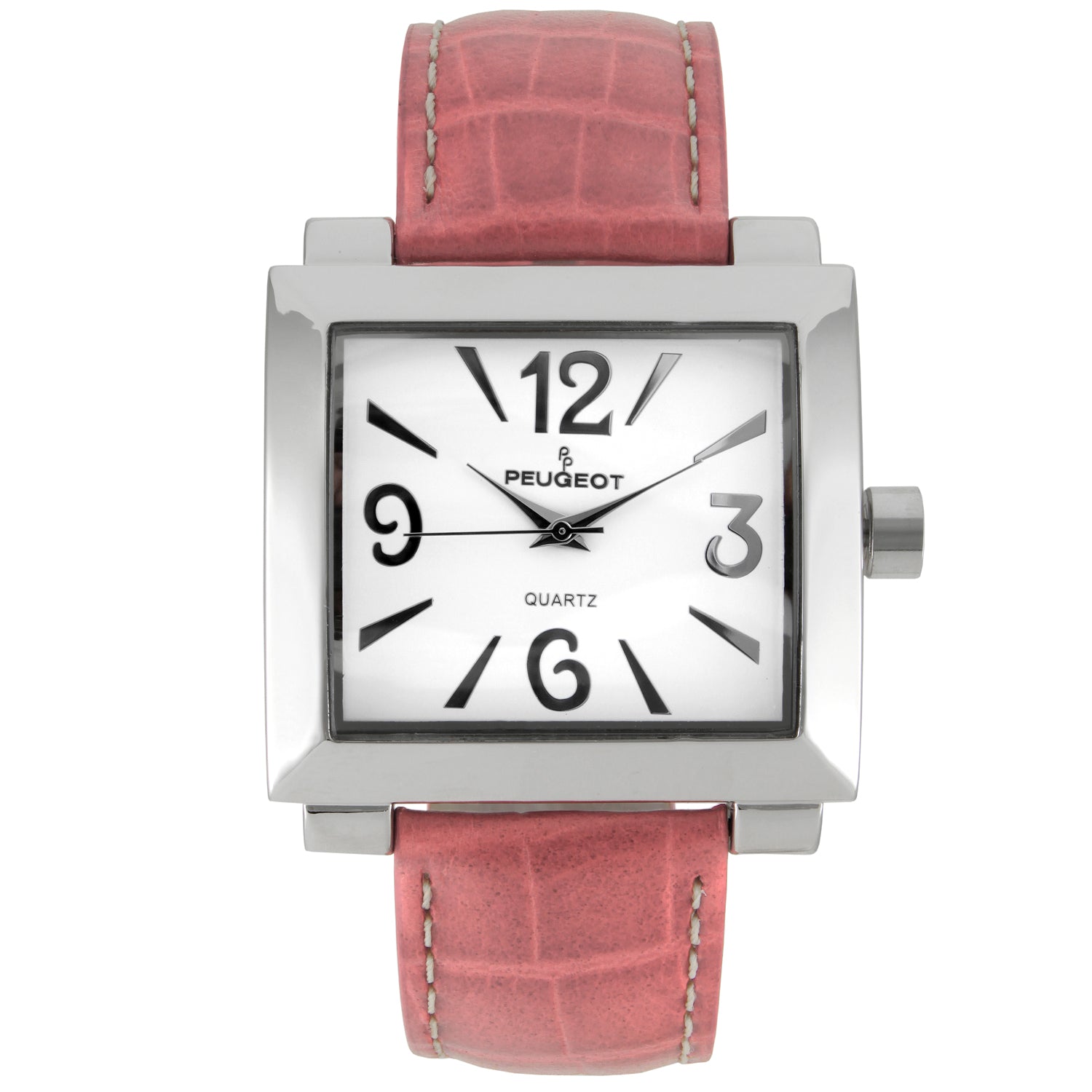 Women's Square 35x40mm Easy Read Big Face Watch with Leather Band