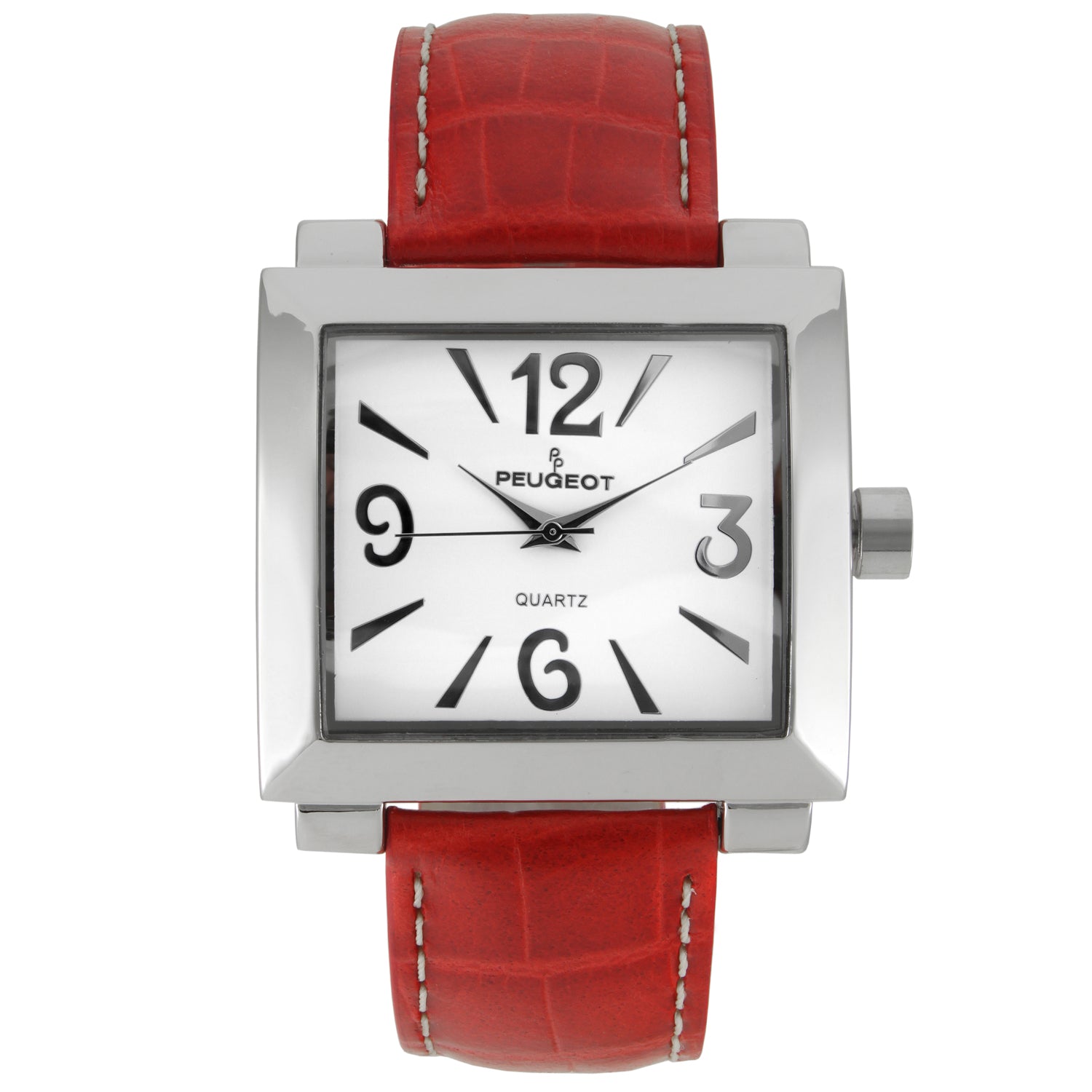 Women's Square 35x40mm Easy Read Big Face Watch with Leather Band