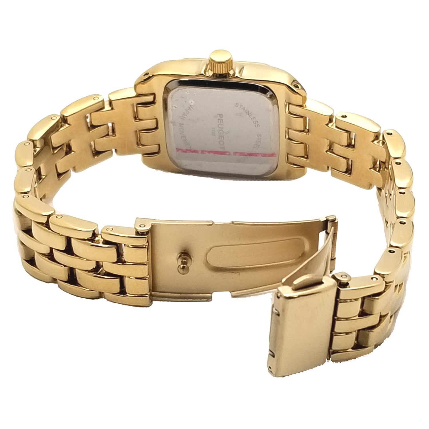 Women's 24mm Gold Tank Panther Link Bracelet Watch