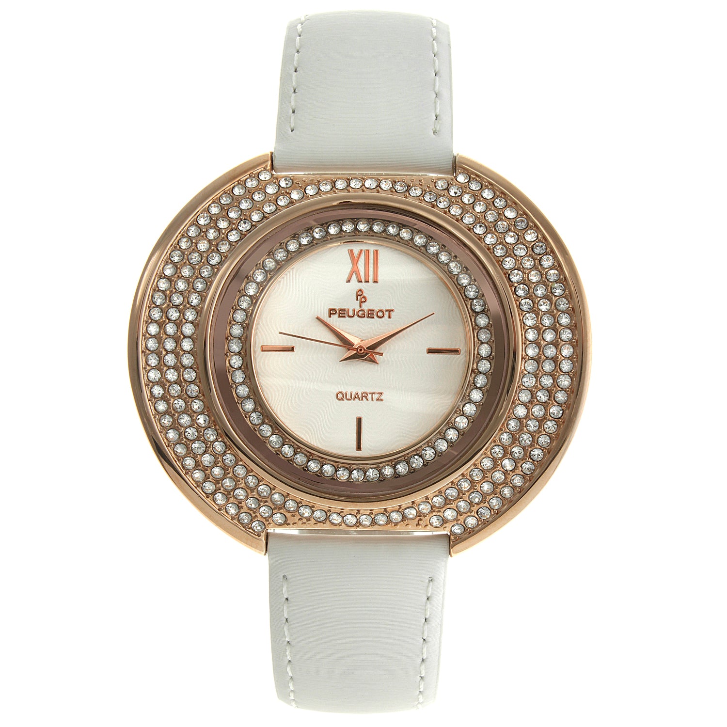 Women's Couture Crystal Rose Gold Watch with With Leather Band