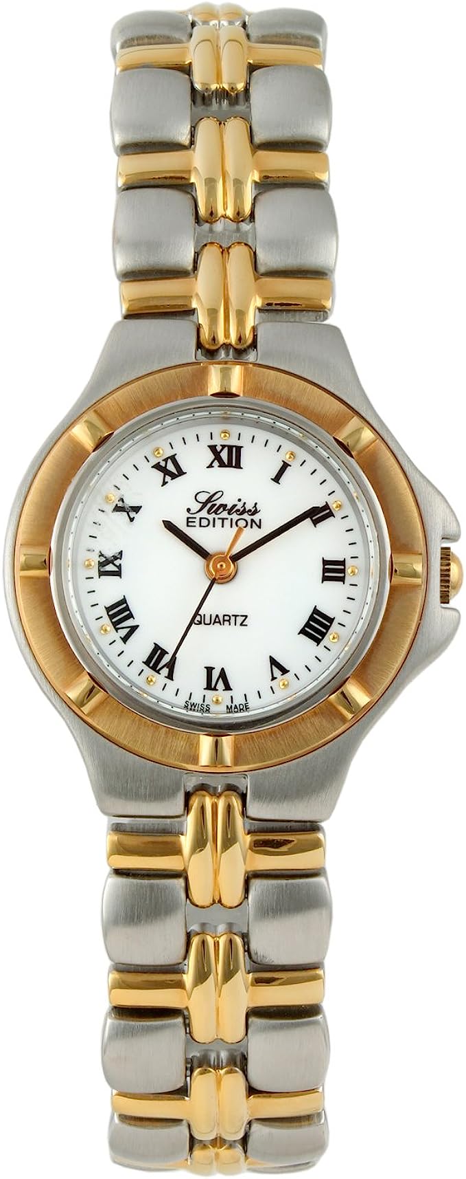 Swiss Edition Women's Bracelet Watch- Sport Bezel-Two-Tone Gold Plated