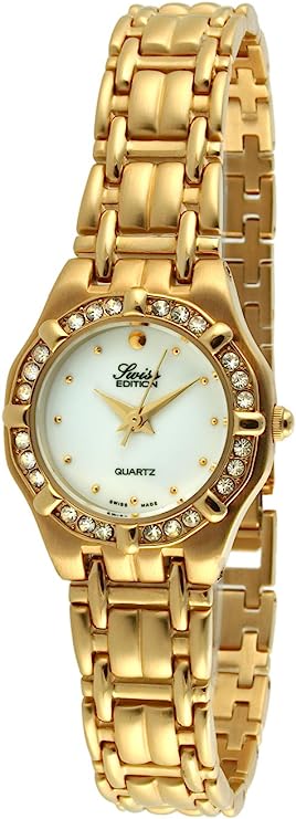 Swiss Edition Women's Luxury 23K Gold Plated Crystal Bezel